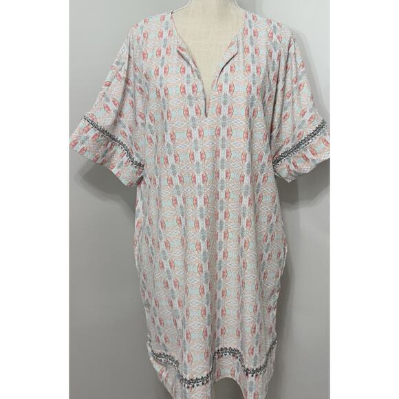 Cabana Life UV Dress Womens XL Peach Mint Shift Geometric Print Resort Cruise - Picture 1 of 3